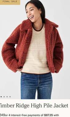 Faherty Rust Sherpa Teddy Jacket Button Front Fleece Coat Size Large MSRP$349